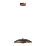 Speckled Travertine Saucer Pendant Light with Walnut Accent