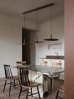 Spindle Disc Wood Pendant Light – Modern Minimalist Ceiling Lamp