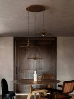 Spindle Disc Wood Pendant Light – Modern Minimalist Ceiling Lamp