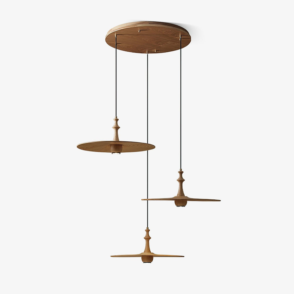 Spindle Disc Wood Pendant Light – Modern Minimalist Ceiling Lamp