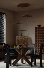 Spindle Disc Wood Pendant Light – Modern Minimalist Ceiling Lamp