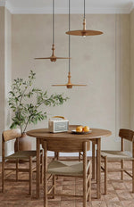 Spindle Disc Wood Pendant Light – Modern Minimalist Ceiling Lamp