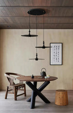 Spindle Disc Wood Pendant Light – Modern Minimalist Ceiling Lamp