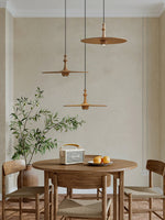 Spindle Disc Wood Pendant Light – Modern Minimalist Ceiling Lamp