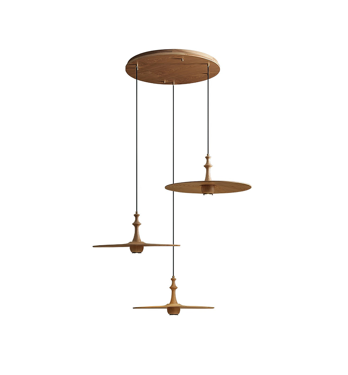 Spindle Disc Wood Pendant Light – Modern Minimalist Ceiling Lamp