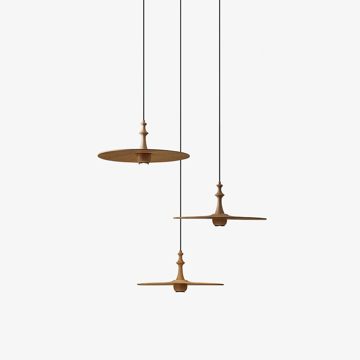 Spindle Disc Wood Pendant Light – Modern Minimalist Ceiling Lamp
