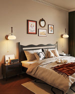 Spindlecrest Wall Sconce with Opal Glass Shade and Walnut Wood Backplate