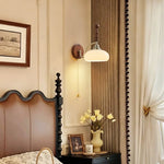 Spindlecrest Wall Sconce with Opal Glass Shade and Walnut Wood Backplate