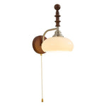 Spindlecrest Wall Sconce with Opal Glass Shade and Walnut Wood Backplate