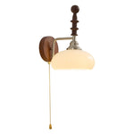 Spindlecrest Wall Sconce with Opal Glass Shade and Walnut Wood Backplate