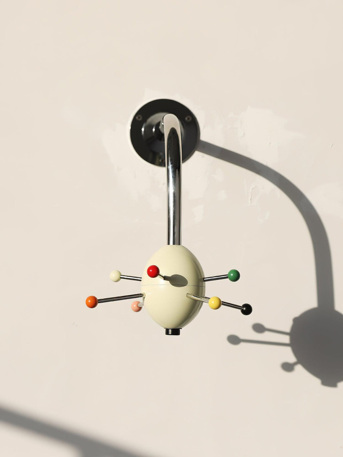 Sputnik Wall-Mounted Coat Rack in Chrome and Iron