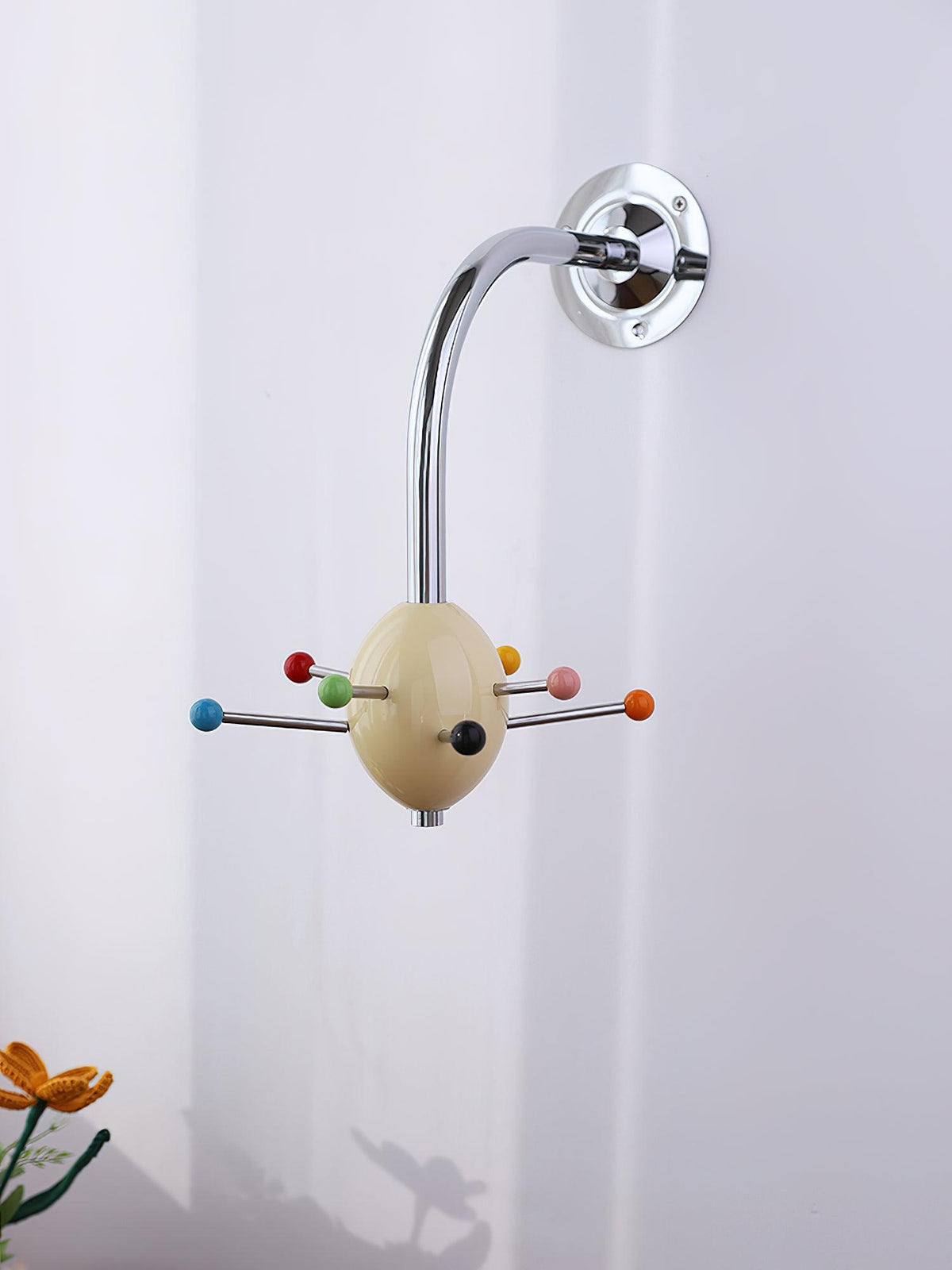 Sputnik Wall-Mounted Coat Rack in Chrome and Iron