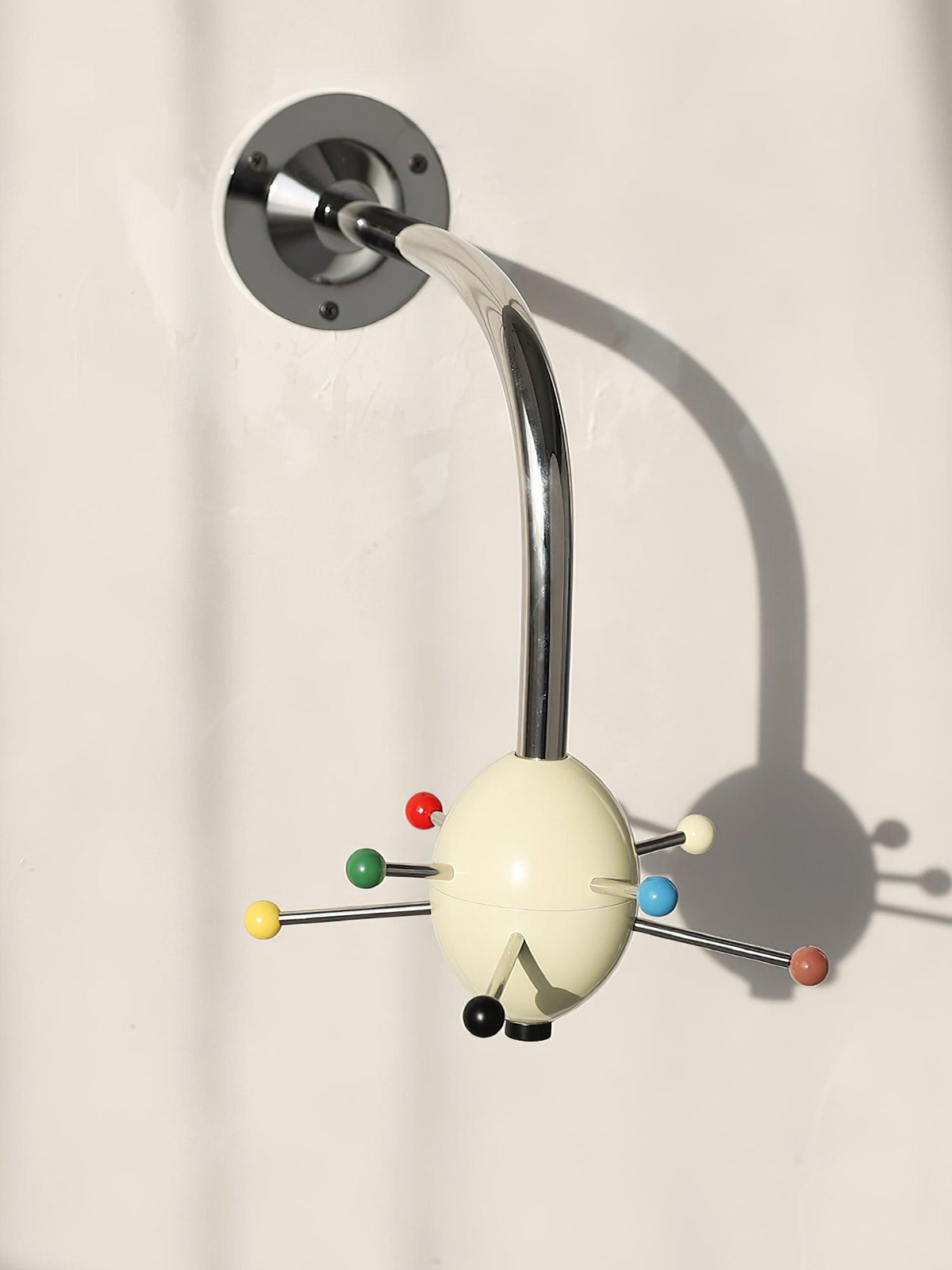Sputnik Wall-Mounted Coat Rack in Chrome and Iron