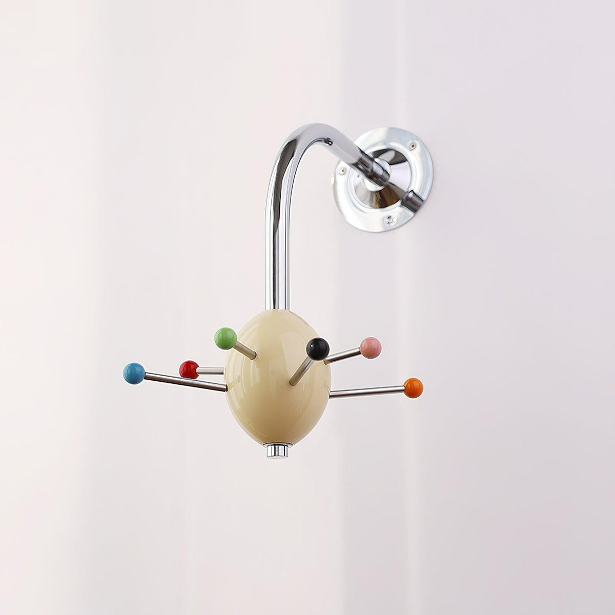 Sputnik Wall-Mounted Coat Rack in Chrome and Iron
