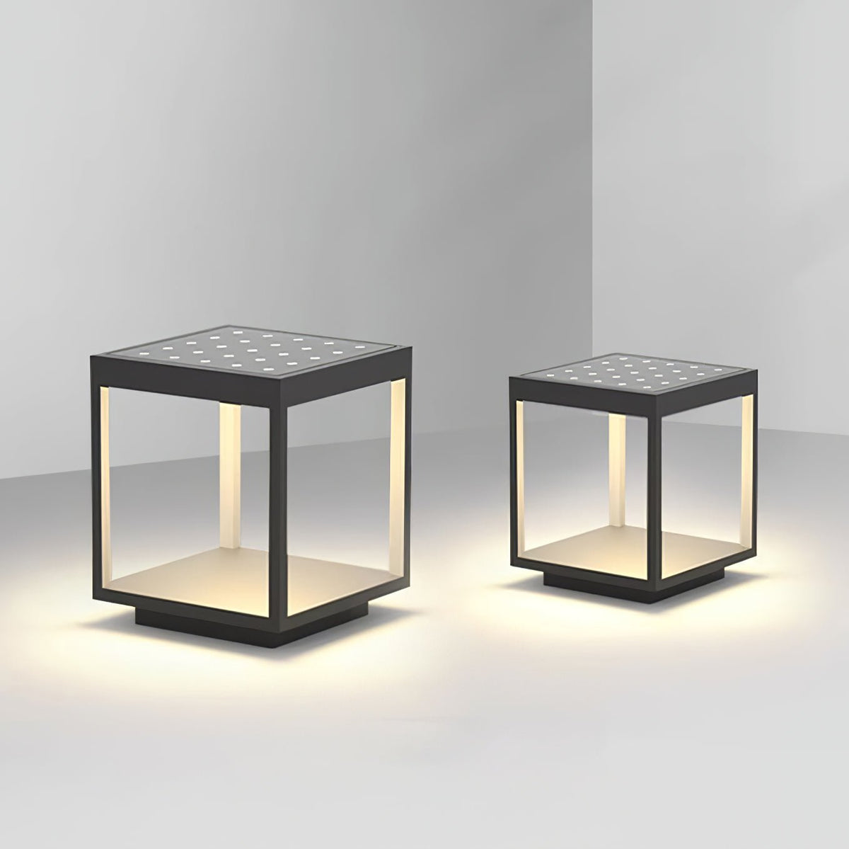Solar Square Frame Post Light – Modern Waterproof LED Garden Lamp