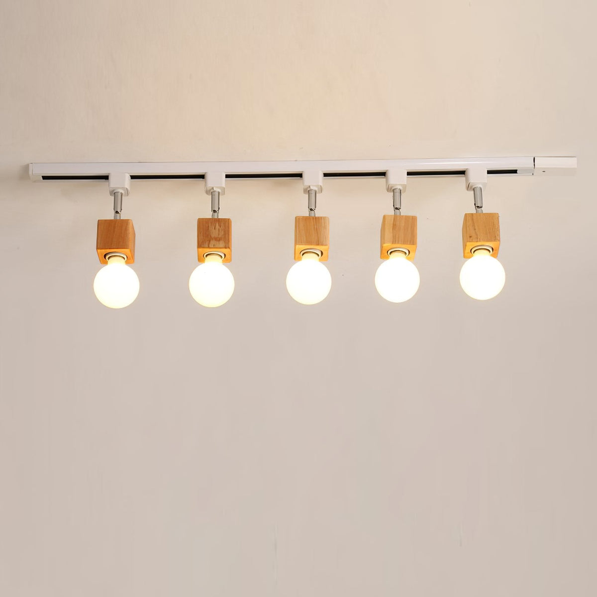 Square Solid Wood Track Ceiling Lamp