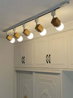 Square Solid Wood Track Ceiling Lamp