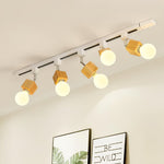 Square Solid Wood Track Ceiling Lamp