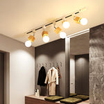 Square Solid Wood Track Ceiling Lamp