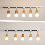 Square Solid Wood Track Ceiling Lamp