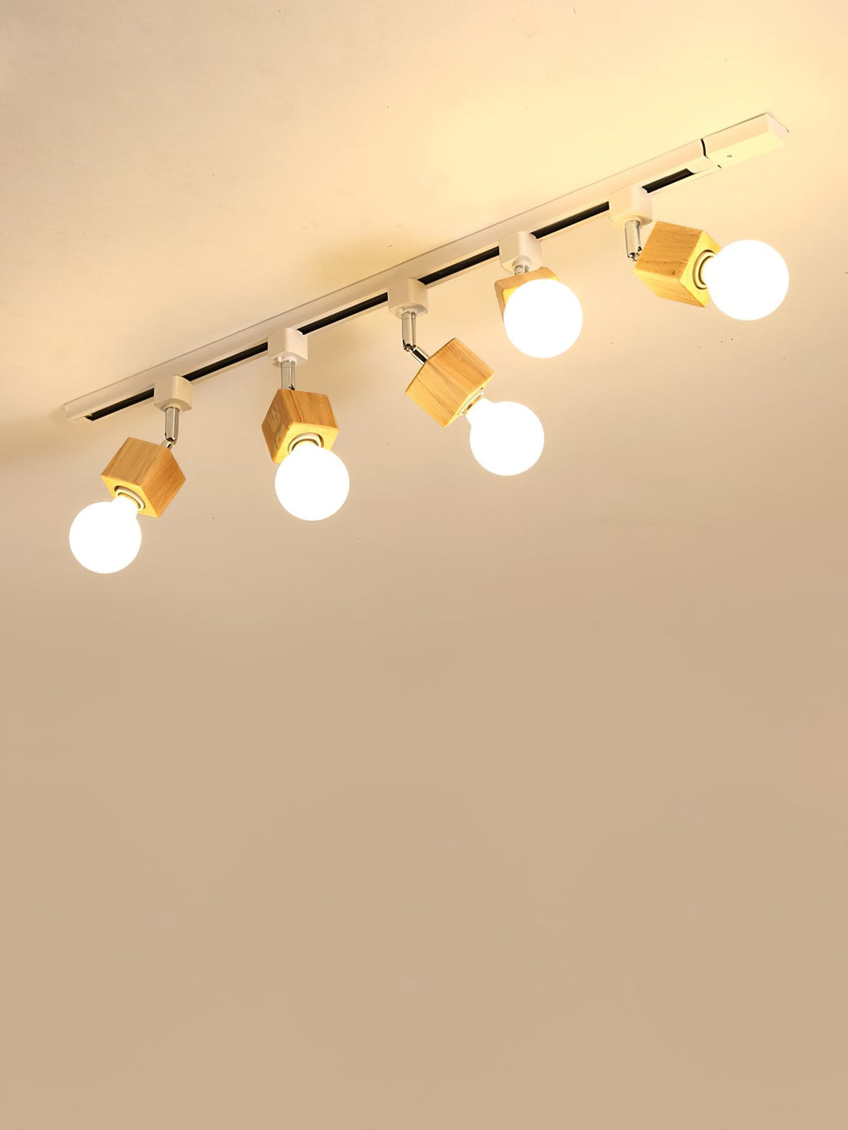 Square Solid Wood Track Ceiling Lamp