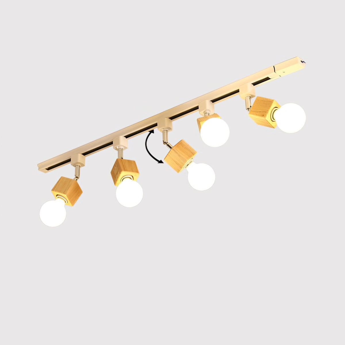 Square Solid Wood Track Ceiling Lamp