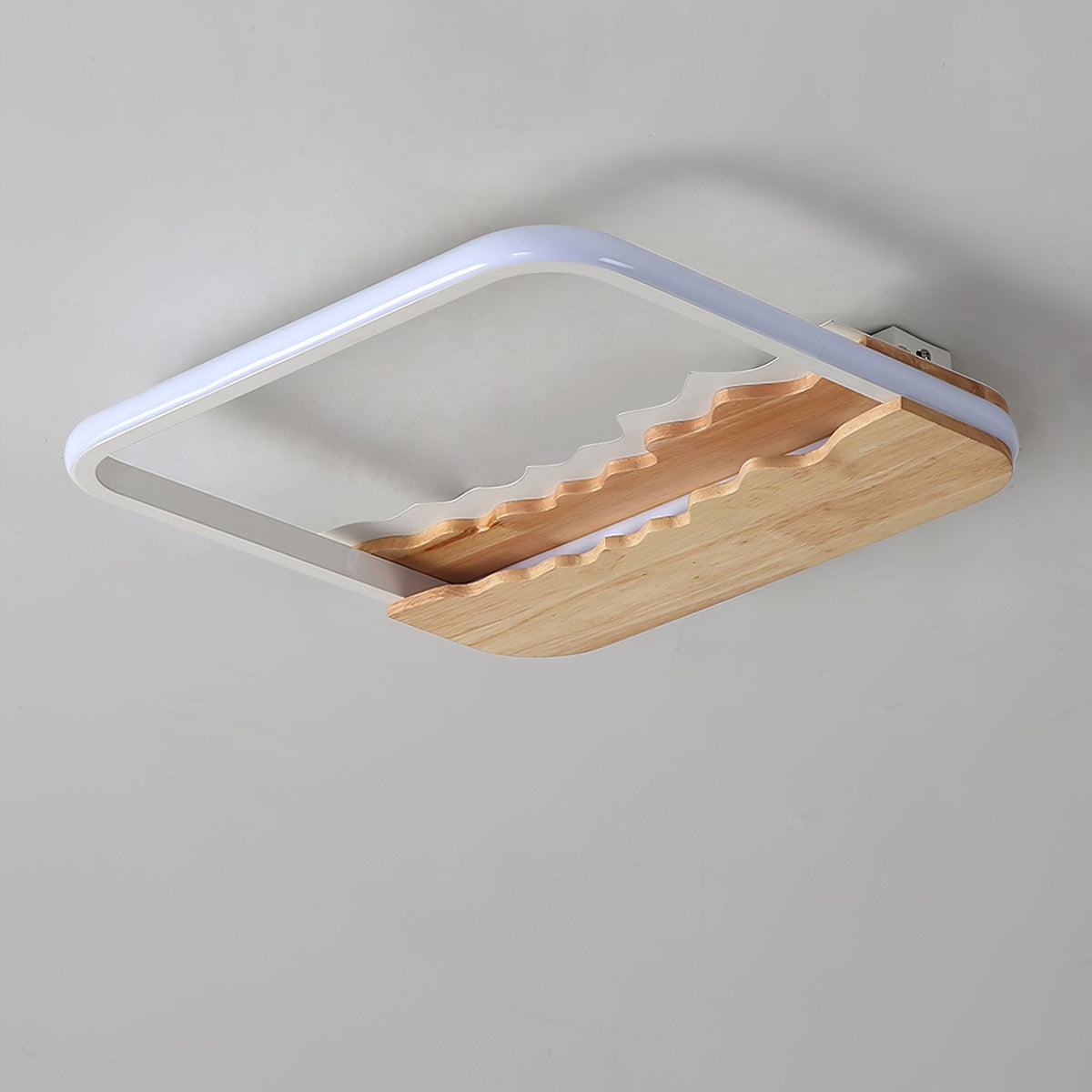 Square Wood Grain Wave Ceiling Lamp