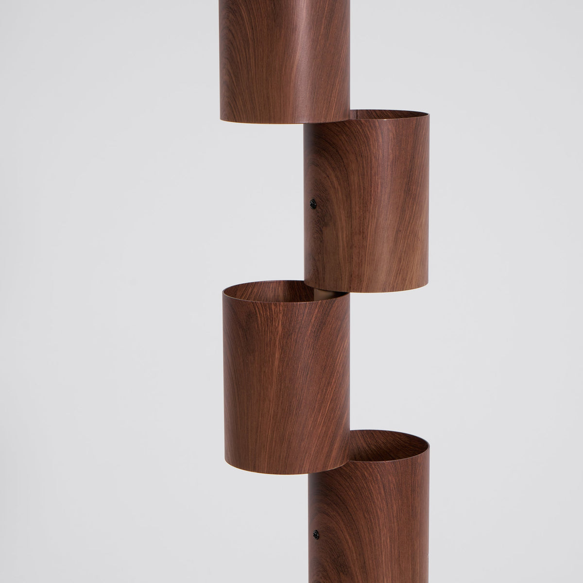 Sculptural Stacked Wood Tower Floor Lamp with Warm Ambient LED Glow
