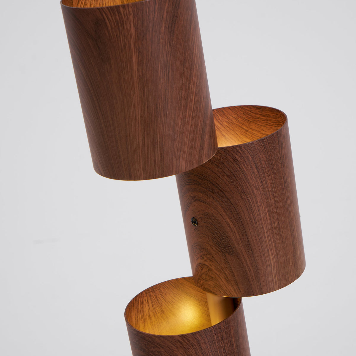 Sculptural Stacked Wood Tower Floor Lamp with Warm Ambient LED Glow