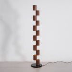 Sculptural Stacked Wood Tower Floor Lamp with Warm Ambient LED Glow