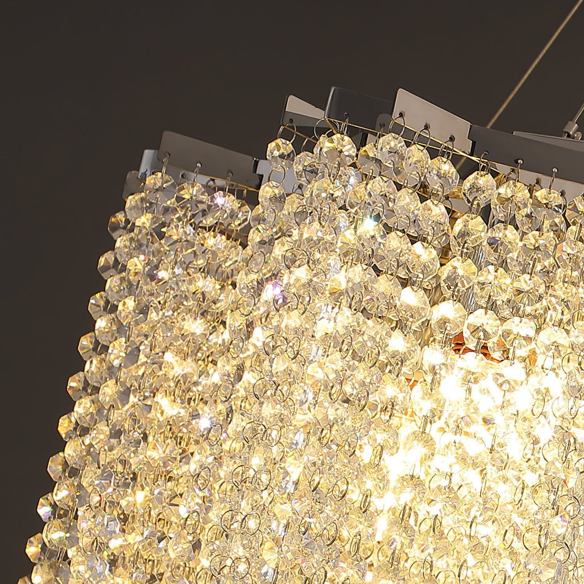 Stalizi Crystal Chandelier – Modern Cascading Waterfall Light for Dining Room and Living Room