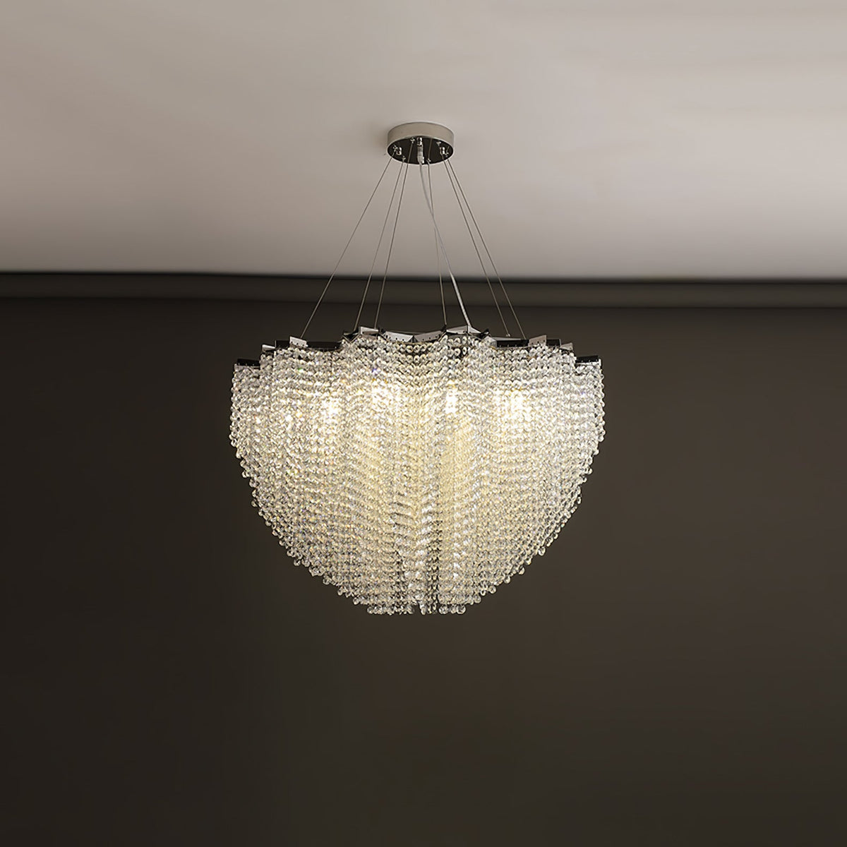 Stalizi Crystal Chandelier – Modern Cascading Waterfall Light for Dining Room and Living Room