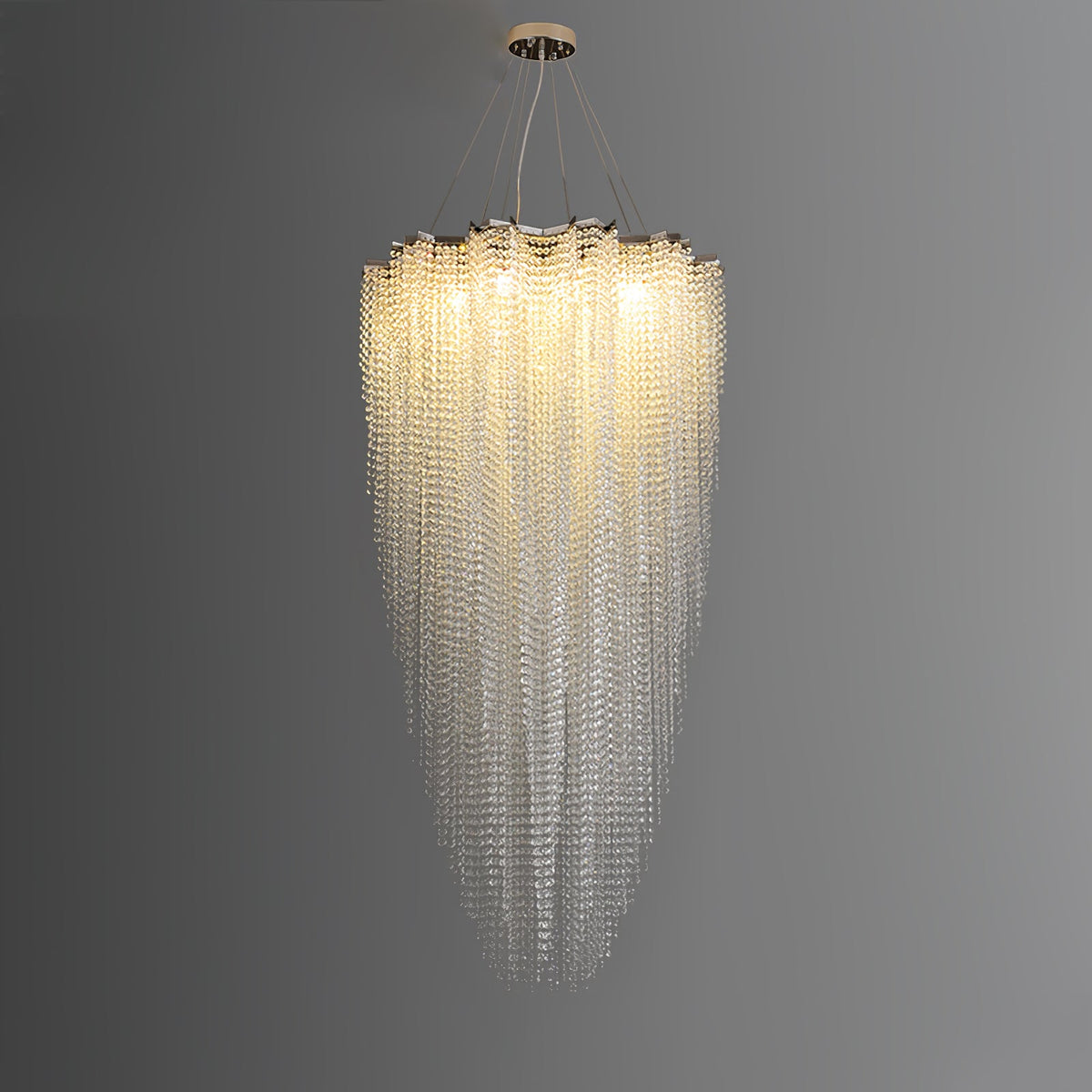 Stalizi Crystal Chandelier – Modern Cascading Waterfall Light for Dining Room and Living Room