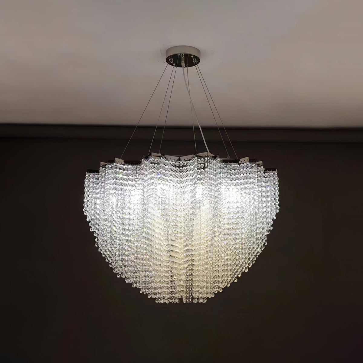 Stalizi Crystal Chandelier – Modern Cascading Waterfall Light for Dining Room and Living Room