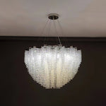 Stalizi Crystal Chandelier – Modern Cascading Waterfall Light for Dining Room and Living Room