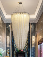 Stalizi Crystal Chandelier – Modern Cascading Waterfall Light for Dining Room and Living Room