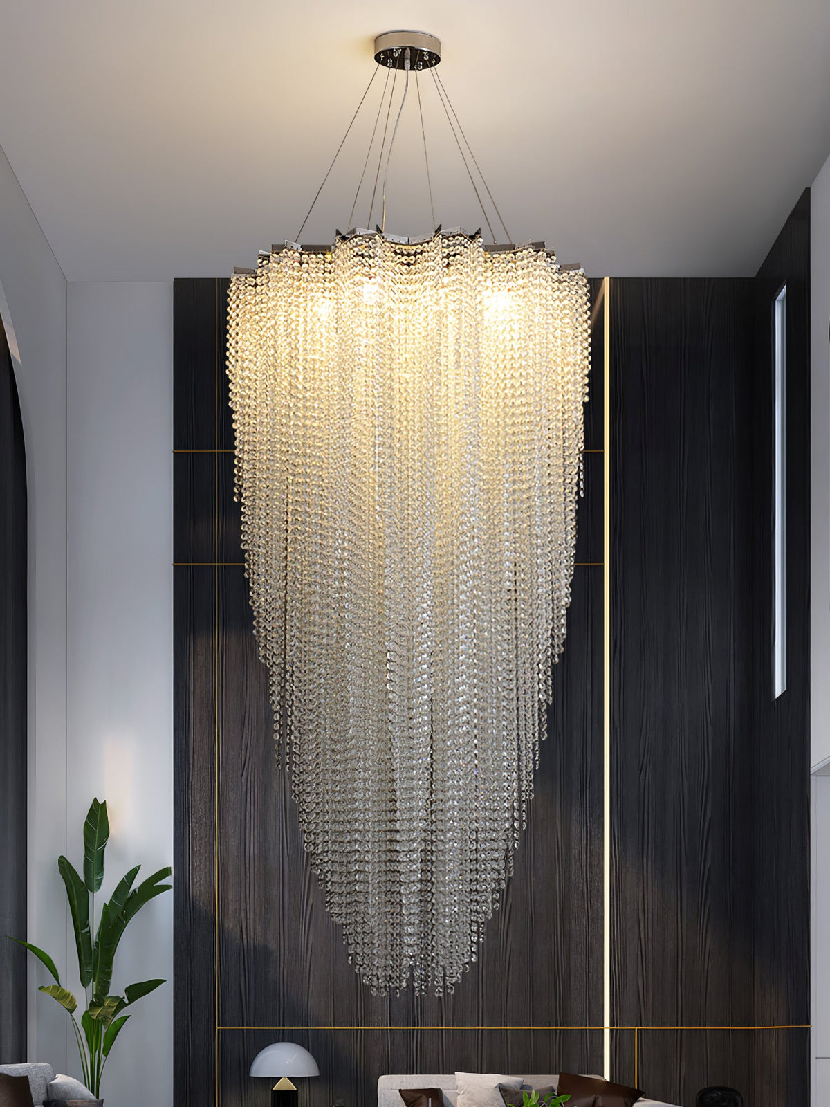 Stalizi Crystal Chandelier – Modern Cascading Waterfall Light for Dining Room and Living Room