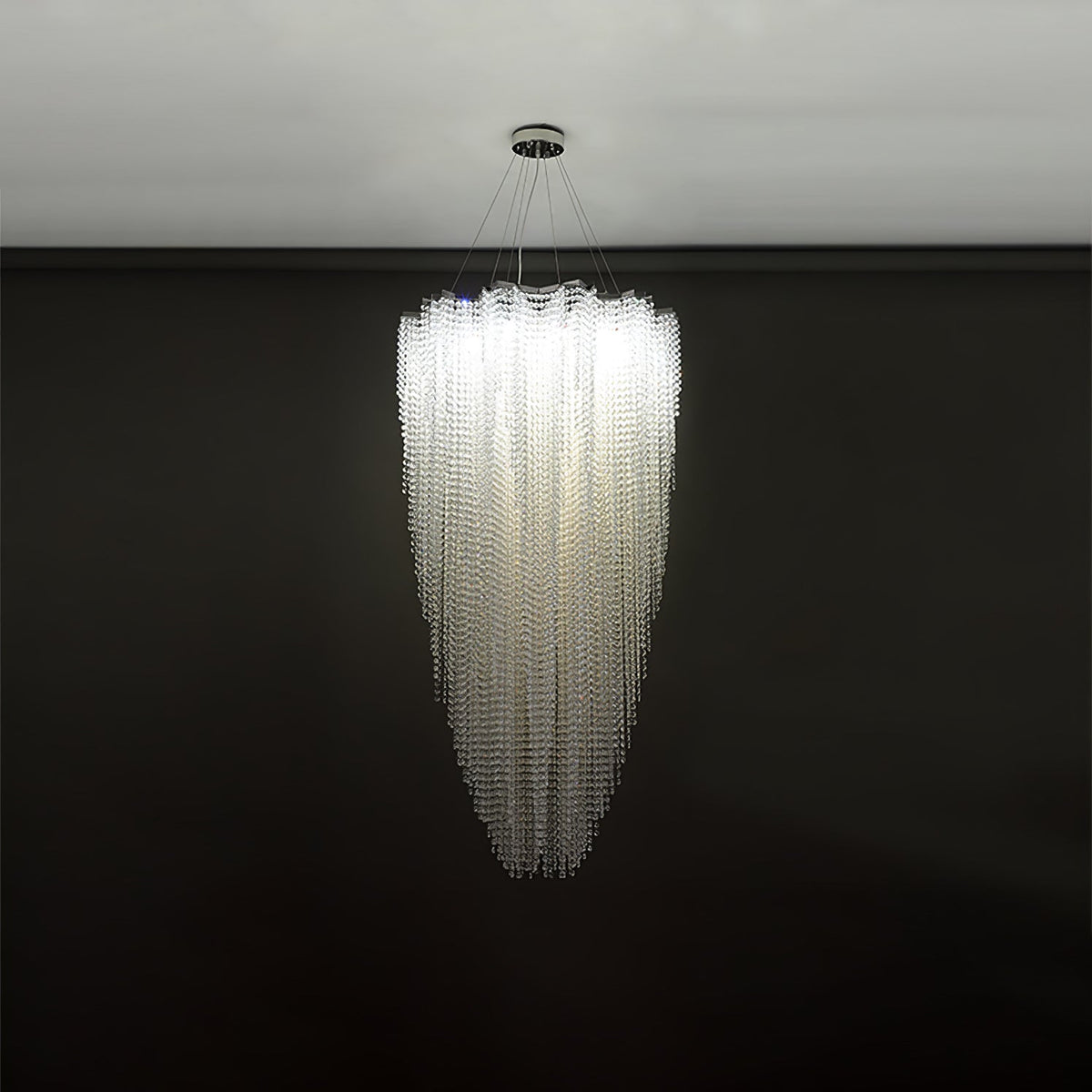 Stalizi Crystal Chandelier – Modern Cascading Waterfall Light for Dining Room and Living Room