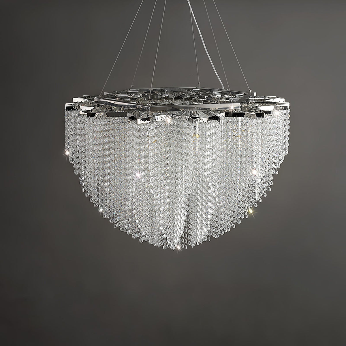 Stalizi Crystal Chandelier – Modern Cascading Waterfall Light for Dining Room and Living Room
