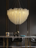 Stalizi Crystal Chandelier – Modern Cascading Waterfall Light for Dining Room and Living Room