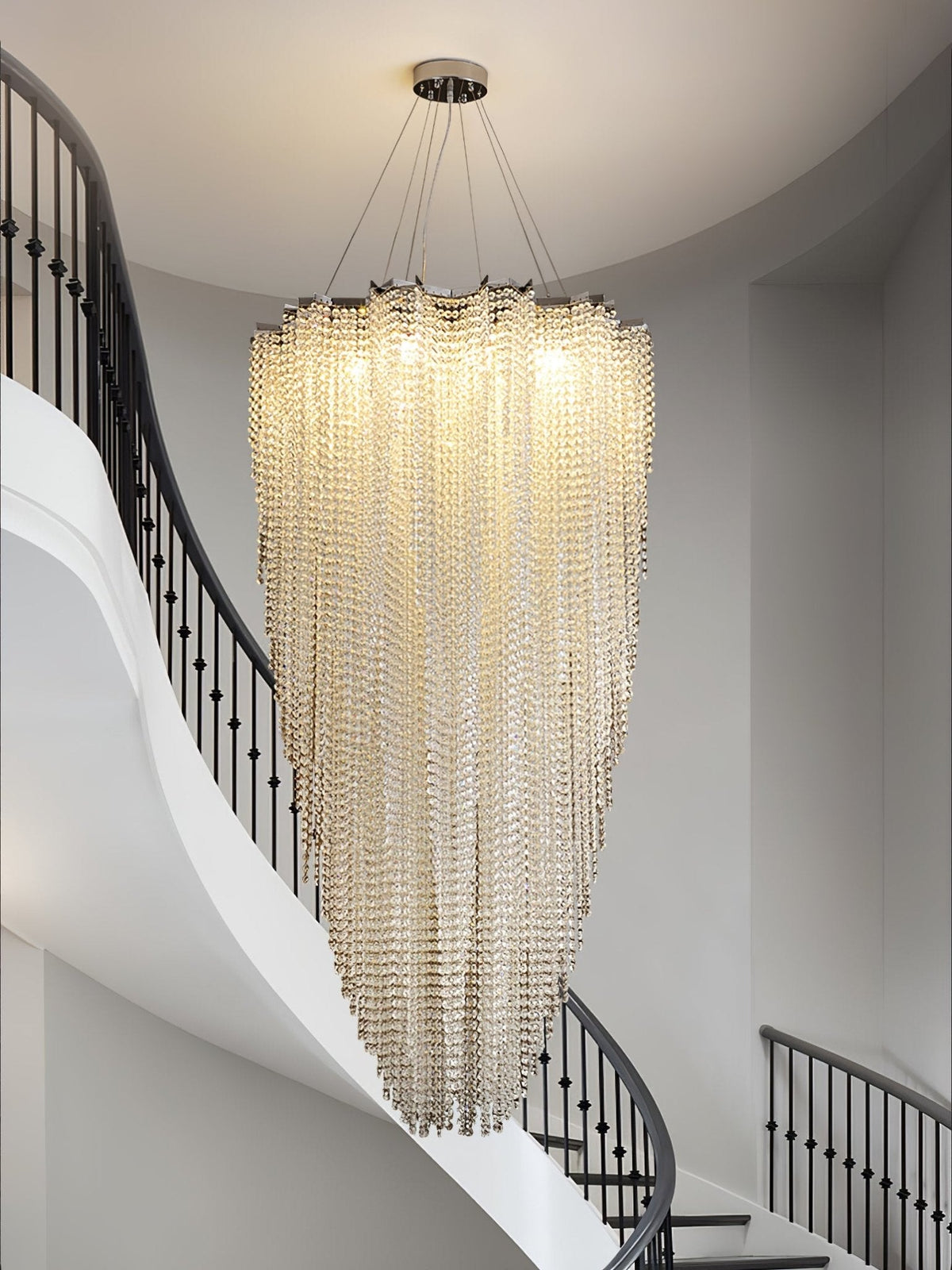 Stalizi Crystal Chandelier – Modern Cascading Waterfall Light for Dining Room and Living Room