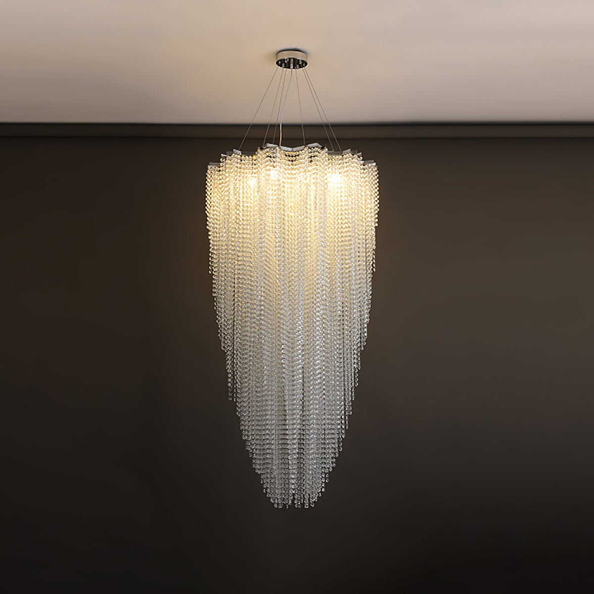 Stalizi Crystal Chandelier – Modern Cascading Waterfall Light for Dining Room and Living Room