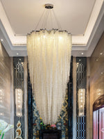 Stalizi Crystal Chandelier – Modern Cascading Waterfall Light for Dining Room and Living Room