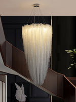 Stalizi Crystal Chandelier – Modern Cascading Waterfall Light for Dining Room and Living Room