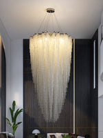 Stalizi Crystal Chandelier – Modern Cascading Waterfall Light for Dining Room and Living Room