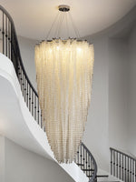 Stalizi Crystal Chandelier – Modern Cascading Waterfall Light for Dining Room and Living Room
