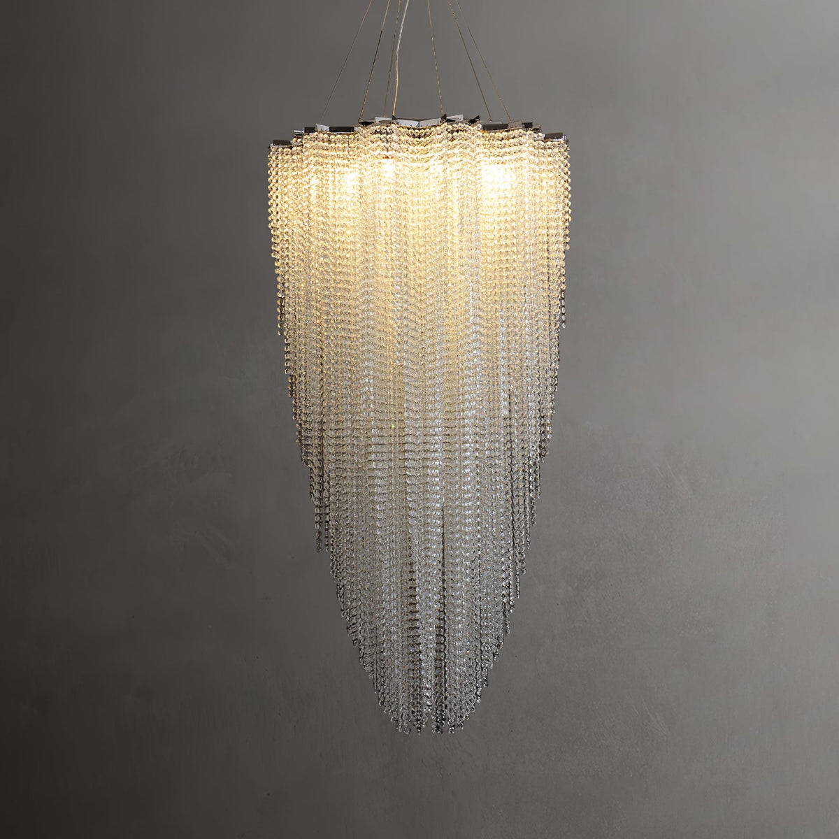 Stalizi Crystal Chandelier – Modern Cascading Waterfall Light for Dining Room and Living Room