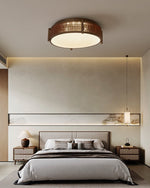Celestial Bamboo Weave Flush Mount Ceiling Light with Integrated LED