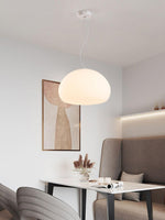 Steamed Bun Glass Pendant Light – Modern White Designer Ceiling Lamp