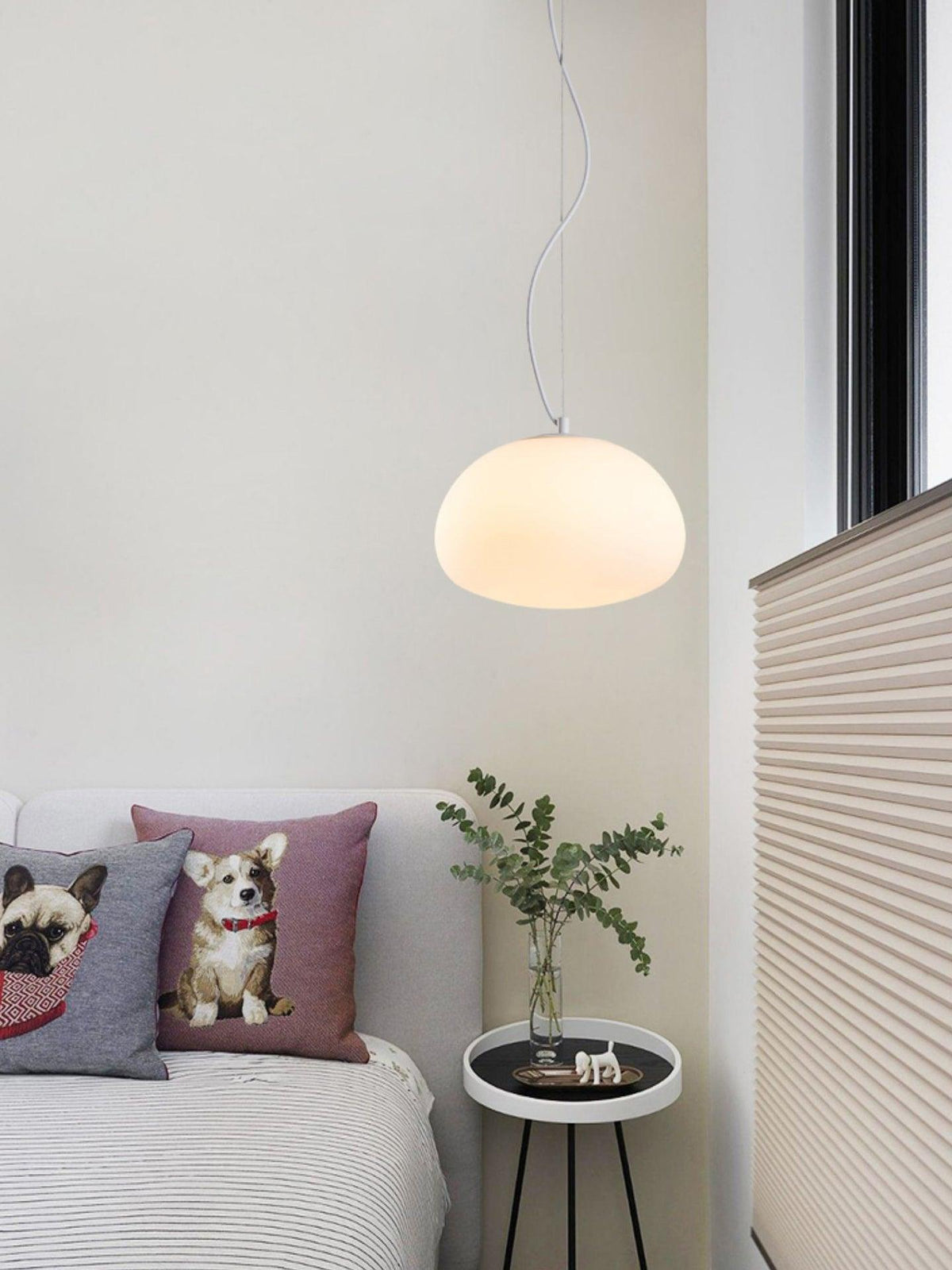 Steamed Bun Glass Pendant Light – Modern White Designer Ceiling Lamp